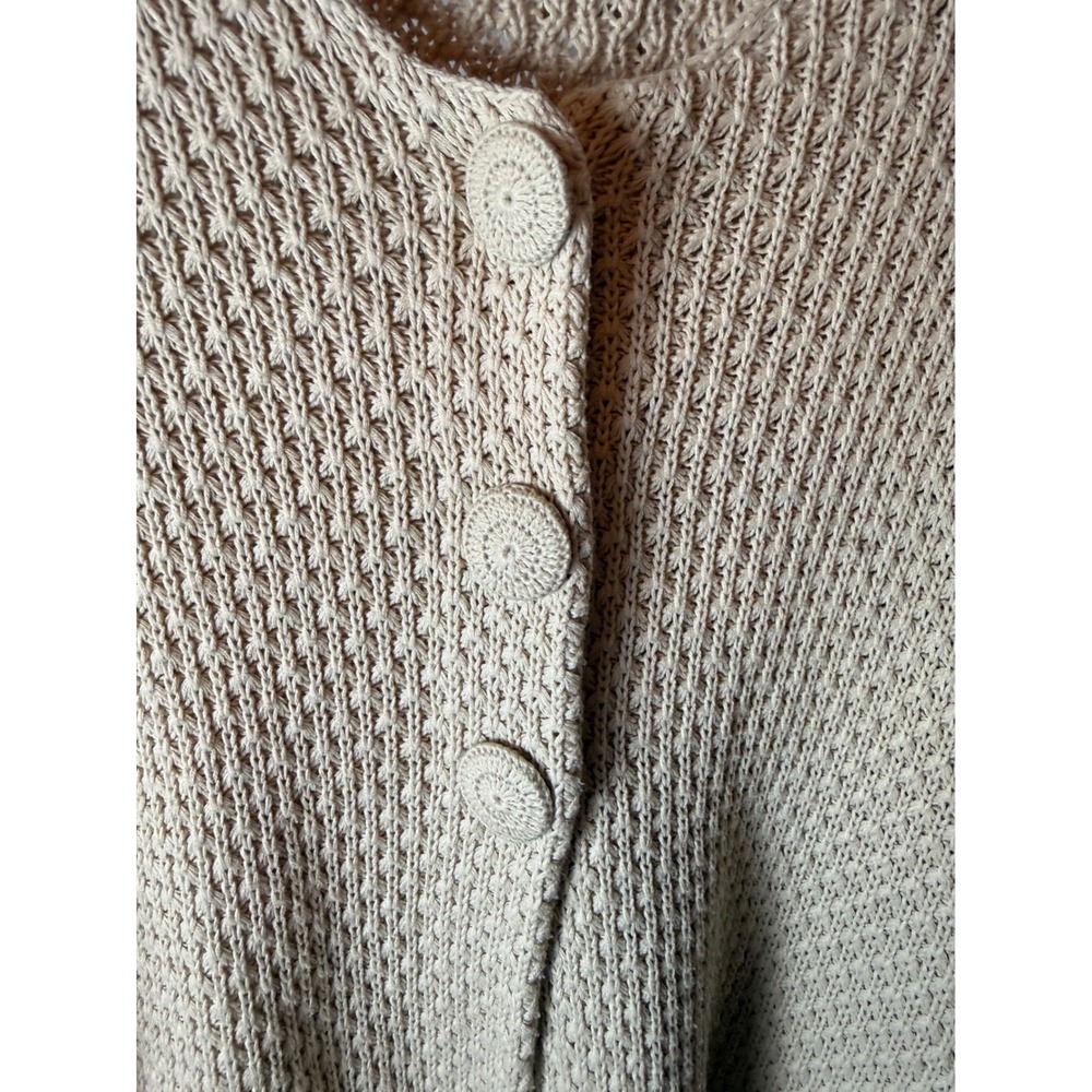 Unbranded Crochet Cardigan Womens M Cream Excellent Star Stitch 3/4 Sleeve Boho - Picture 2 of 6